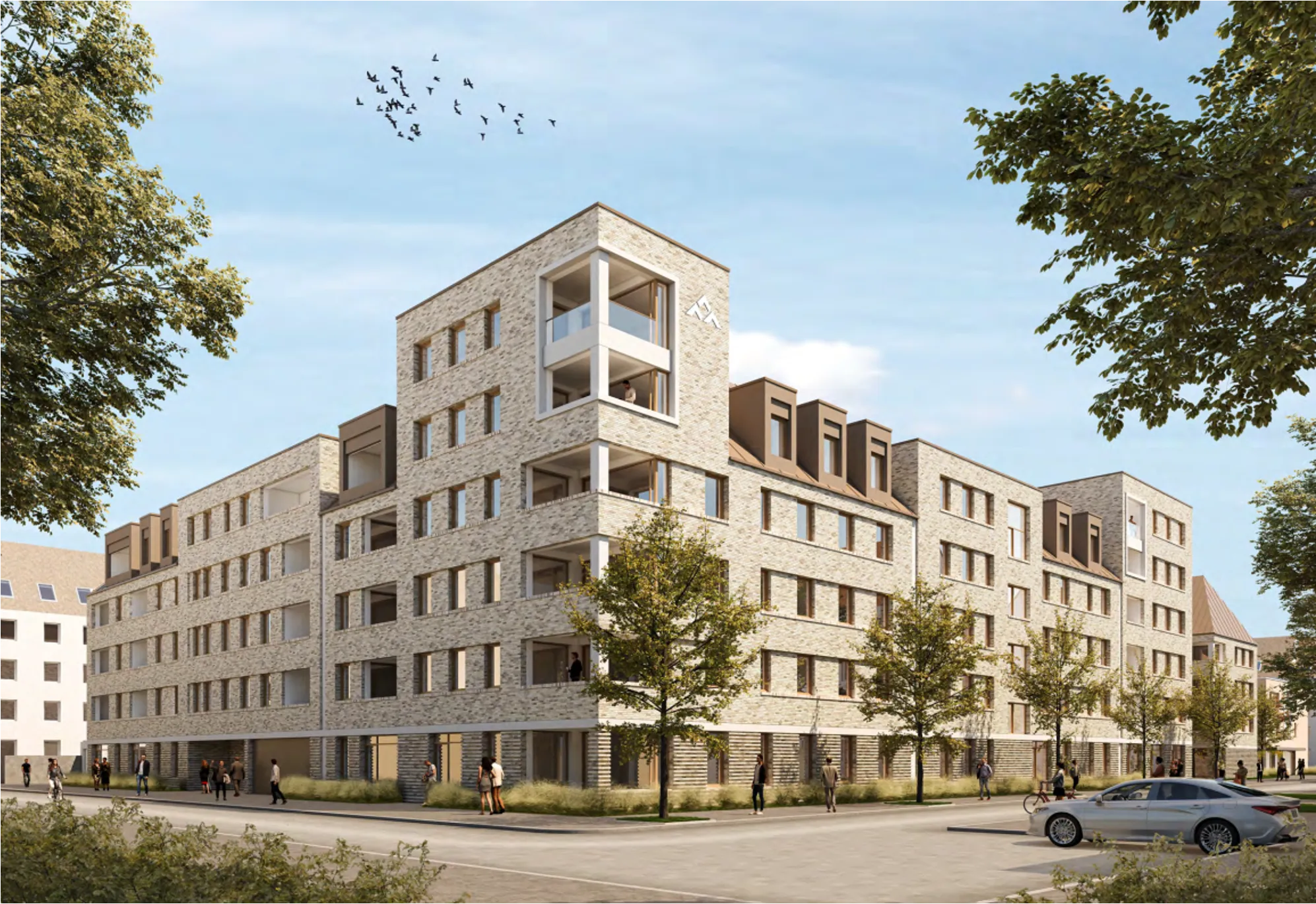 Visualisierung des Elisabeth-Granier-Hofs aus Straßenperspektive